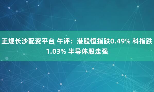 正规长沙配资平台 午评：港股恒指跌0.49% 科指跌1.03% 半导体股走强