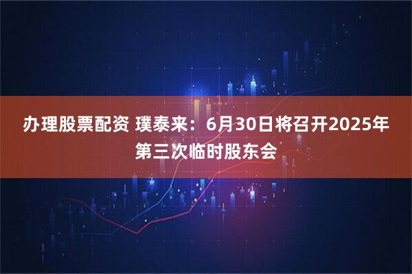 办理股票配资 璞泰来：6月30日将召开2025年第三次临时股东会