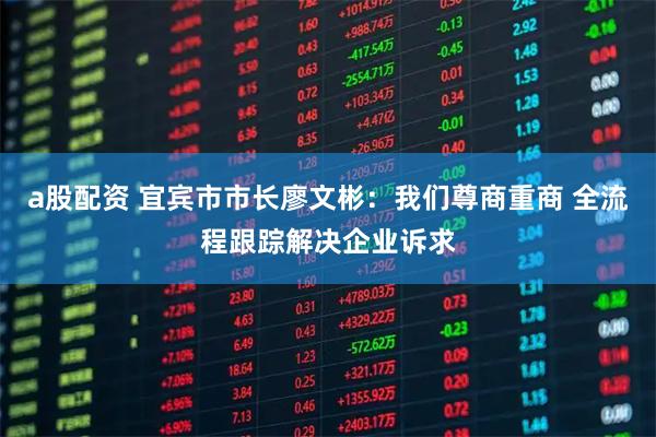 a股配资 宜宾市市长廖文彬：我们尊商重商 全流程跟踪解决企业诉求