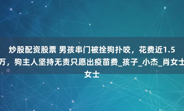 炒股配资股票 男孩串门被拴狗扑咬，花费近1.5万，狗主人坚持无责只愿出疫苗费_孩子_小杰_肖女士
